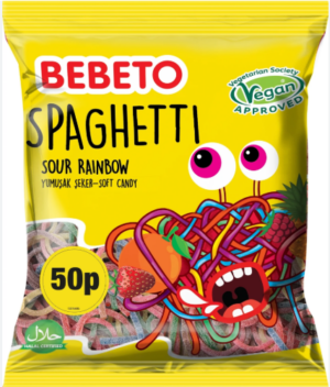 Bebeto Spaghetti Sour Rainbow 2.8oz 12ct